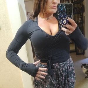 ALO Yoga Black Long Sleeve Wrap Top